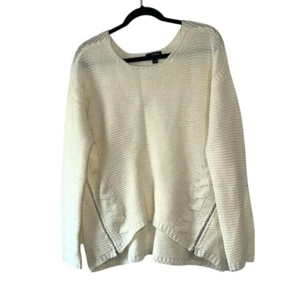 Ana A New Approach Womens White Knit Sweater With Zipper Details Size M - Picture 1 of 8